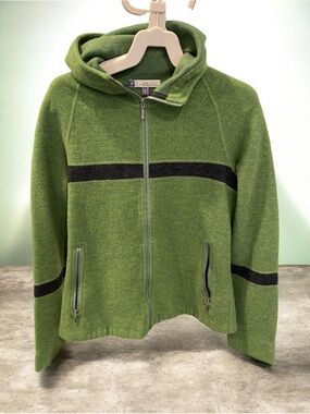 ibex Vintage Carrie Green Hooded Zip Jacket with Black Accent